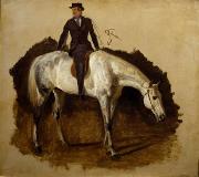 Filippo Palizzi Cavallo bianco da caccia e cavaliere Spain oil painting artist